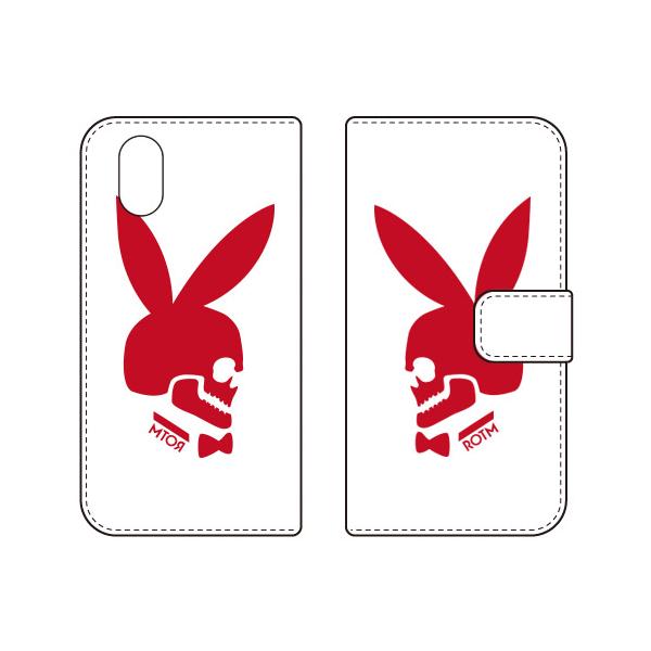 手帳型スマホケース Bunny bone レッド (受注生産) SECOND SKIN かんたんスマホ5