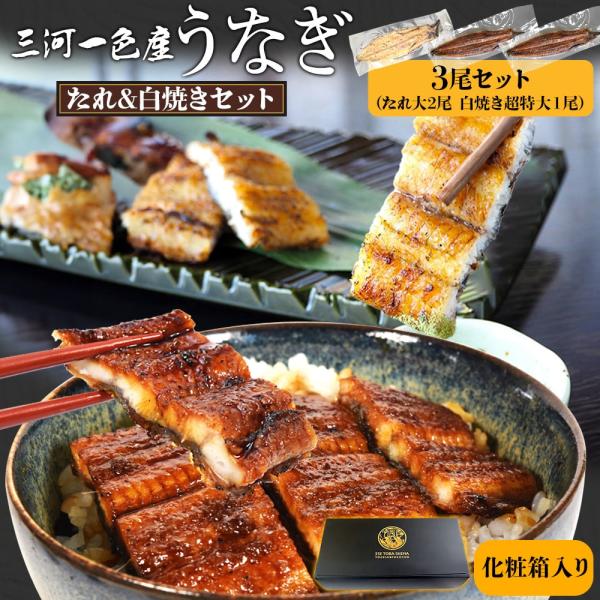 お年賀 ギフト  冷凍便 送料無料 うなぎの名産地 愛知県三河一色のうなぎセット 秘伝のたれで香ばしく焼き上げたたれとうなぎ本来の香りと旨みを味わう白焼きをセットにしました 化粧箱入 贈り物 ギフトに