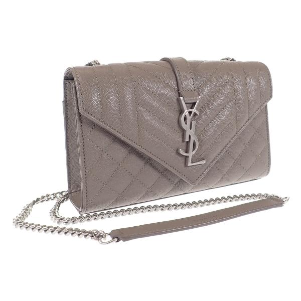 サンローラン SAINT LAURENT エンヴェロッブスモール 600195BOW961545 ショルダーバッグ キルティングレザー グレー シルバー金具 レディース【中古】【Aランク】 サンローラン SAINT LAURENT エンヴェロッブスモール 600195BOW961545