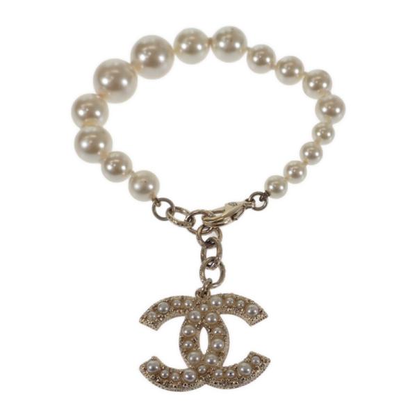 CHANEL 【中古】シャネル ココマーク パール ブレスレット メタル GP  