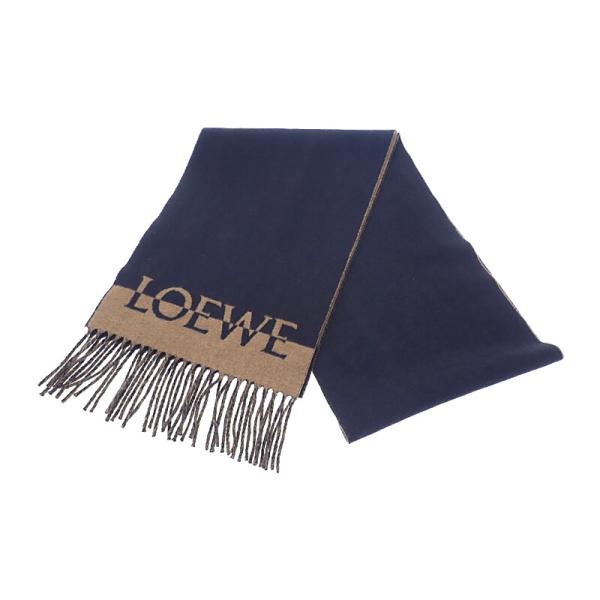 LOEWE（ロエベ） ロゴスカーフ マフラー ウール カシミヤ ネイビー 紺