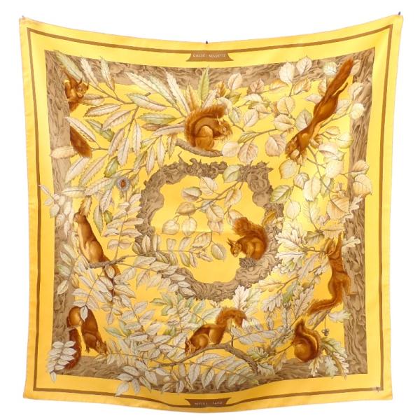 HERMES（エルメス） カレ90 CASSE NOISETTE スカーフ シルク イエロー