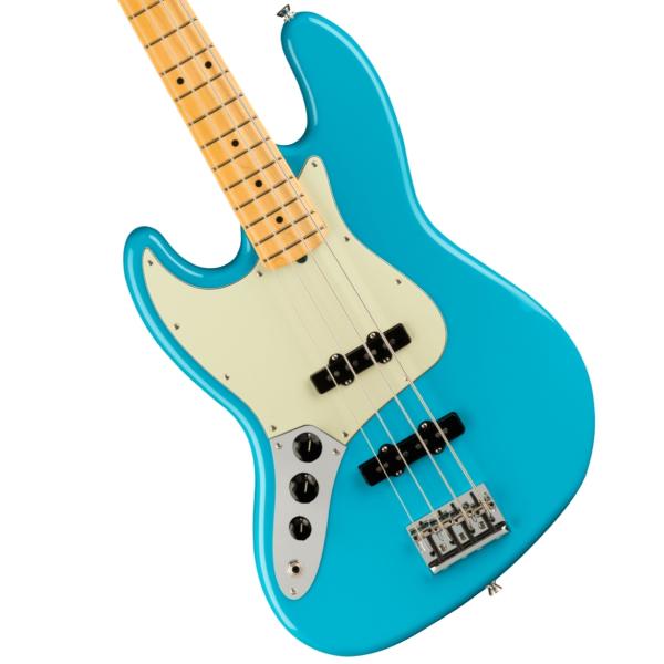 American Professional II Jazz Bass Left-Hand Maple Fingerboard Miami Blue