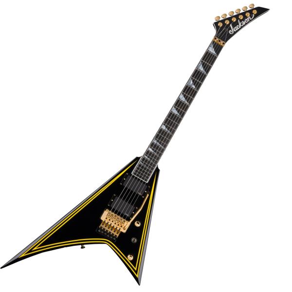 MJ Series Rhoads RR24MG Ebony Fingerboard Black with Yellow Pinstripes