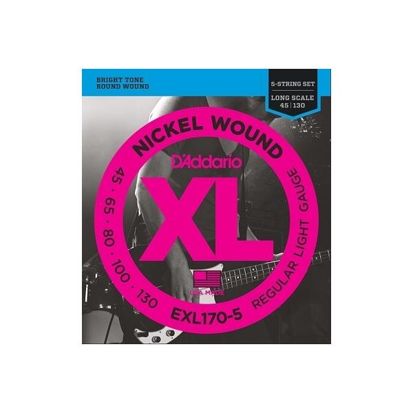 D'Addario / EXL170-5 XL NICKEL 5-String Bass Strings 45-130 Long Scale 5x[Xp (aJX)