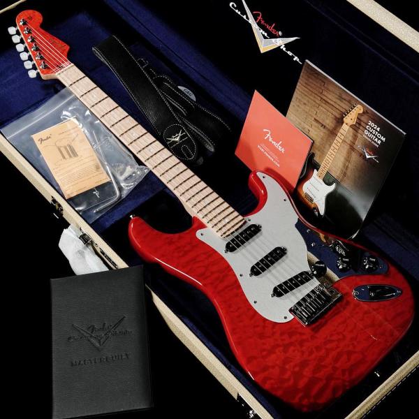 Master Built 5A Quilt Maple Top Stratocaster NOS Trans Pink Red Burst by Greg Fessler