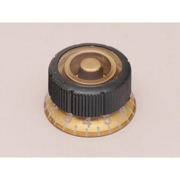 Ibanez 4KB3XA0011 Sure Grip III Goldノブの外周に滑り止めのゴムが印象的な近年のSure Gripノブです。カラーはゴールド系です。ミリサイズスプリットシャフト用です。