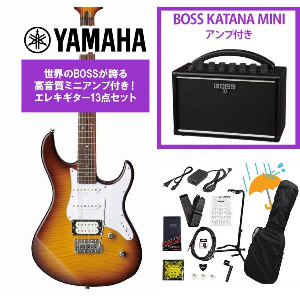 YAMAHA / PACIFICA212VFM TBS(タバコブラウンサウンバースト)  BOSS KATANA MINI アンプ付き13点セット！