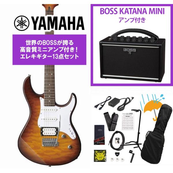 YAMAHA / PACIFICA212VQM TBS (タバコブラウンサンバースト)  BOSS KATANA MINI アンプ付き13点セット！