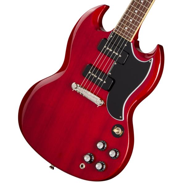 エピフォン SG スペシャルがアップデート！Epiphone Inspired by Gibsonコレクションのアップデート・モデルとして登場するSG Special P-90は、ダブル・カッタウェイのマホガニー・ボディを採用した、伝説的な...