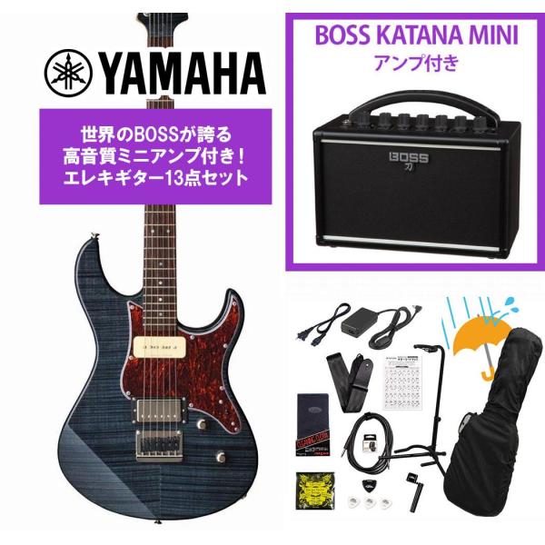 YAMAHA / PACIFICA611HFM PAC-611 TBL (トランスルーセントブラック)  BOSS KATANA MINI アンプ付き13点セット！