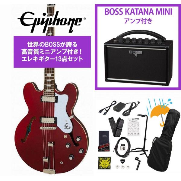Epiphone / Riviera Sparkling Burgundy (SBU)  セミアコ  BOSS KATANA MINI アンプ付き13点セット！(YRK)