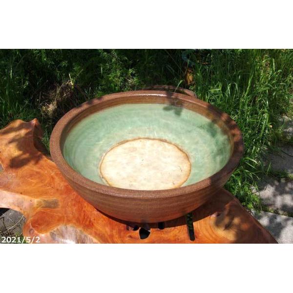 玄関先迄納品の信楽焼 睡蓮鉢 窯肌ボール 特大 号 直径60cm 高24cm 送料無料 水鉢 メダカ鉢 金魚鉢 ハス鉢 茶碗蓮鉢 ビオトープ スイレン鉢 く日はお得 の