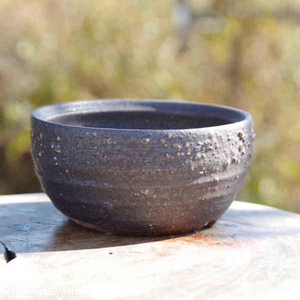 信楽焼　木石造　亀甲形　ビードロ釉　銀杏の図　弦付き　鉢　菓子鉢　茶道具　茶器 信楽焼 木石造 亀甲形 ビードロ釉 銀杏の図 弦付き 鉢 菓子鉢