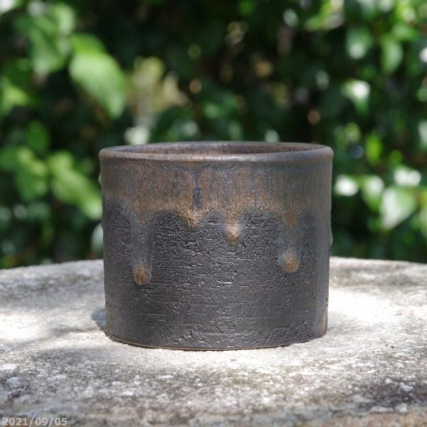 信楽焼 植木鉢 陶器 ミニ 金彩寸胴 2.5号（外径7.5cm） 【山野草鉢
