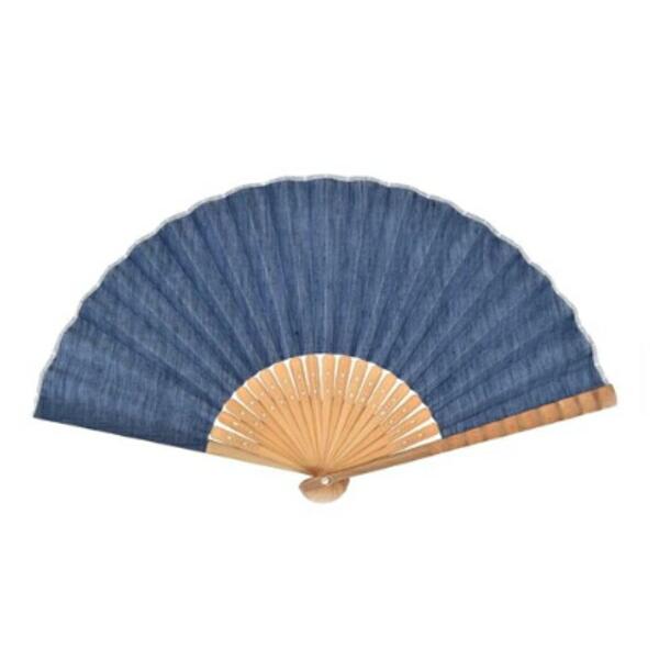 オオS22-LID01 【Ripple】【リップル】麻ダンガリー扇子【23cm
