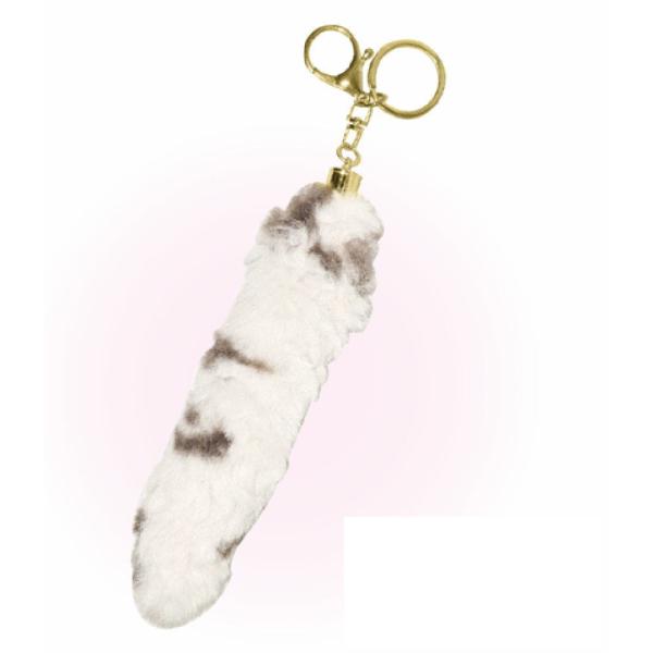 クラ127330【オリジナル】ふわふわしっぽキーホルダー【S】【ベージュ
