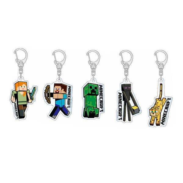 Minecraft マインクラフト キーリング アクリルキーホルダー 全6種 アレックス スティーブ クリーパー エンダーマン ヤマネコ キャラクターの価格と最安値 おすすめ通販を激安で