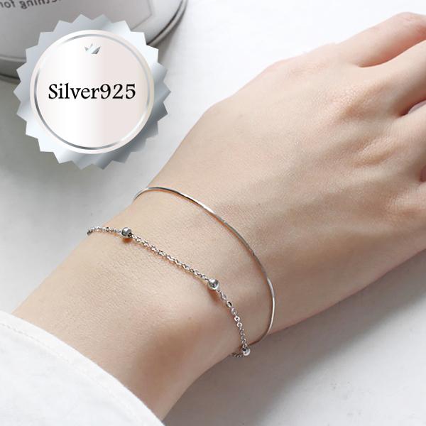 シルバー　925 ダブル　チェーン　ブレスレット シンプル ボール ダブルチェーン ボールチェーン ブレスレット Silver925 2連