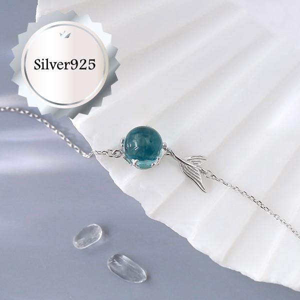 Silver925 ブレスレット シンプル 華奢 透明感 ワンポイント 