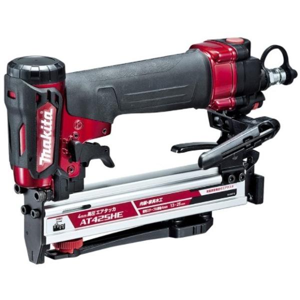 ♪makita/マキタ AT425HE 高圧エアタッカ ステープル 釘打機♪ マキタ（makita） 高圧エアタッカ AT425HE 赤 ステープル幅4mm J線