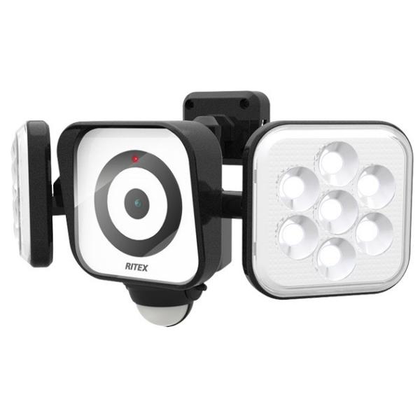 ムサシ　RITEX　LEDセンサーライト　C-AC8160　防犯カメラ　8W×2灯　照らす・撮る・見張る　トリプル防犯