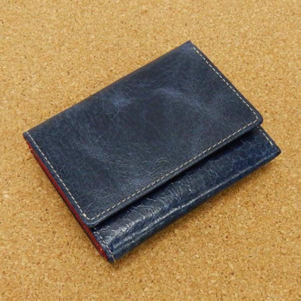 ニブリック 三つ折り財布 青 小銭入れ付き 日本製 ピッグレザー/豚革