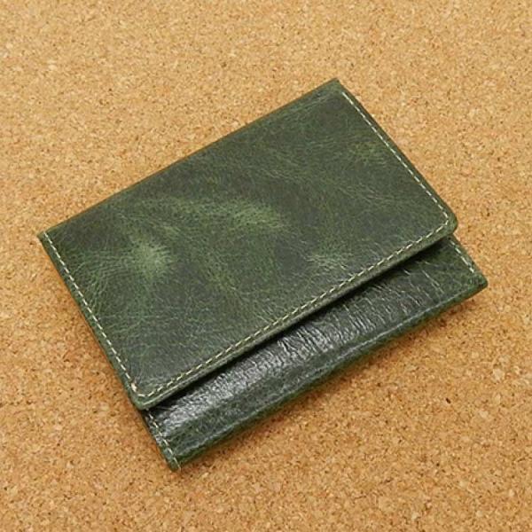 ニブリック 三つ折り財布 緑 小銭入れ付き 日本製 ピッグレザー/豚革