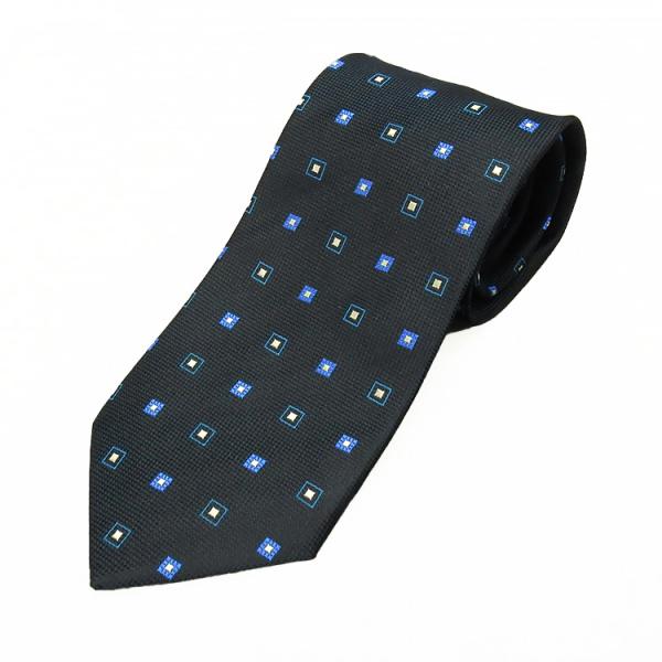 究極の西陣織 シルクネクタイ 抜群の締め心地 濃紺×青 小紋柄 メール便