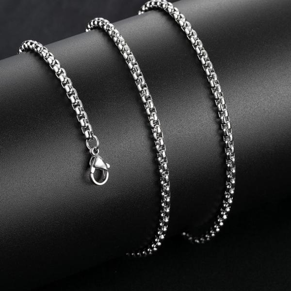ネックレス チェーン ベネチアンチェーン 人気 金属アレルギー対応 サージカルステンレス 長め 幅2.5mm 長さ70cm 男女兼用