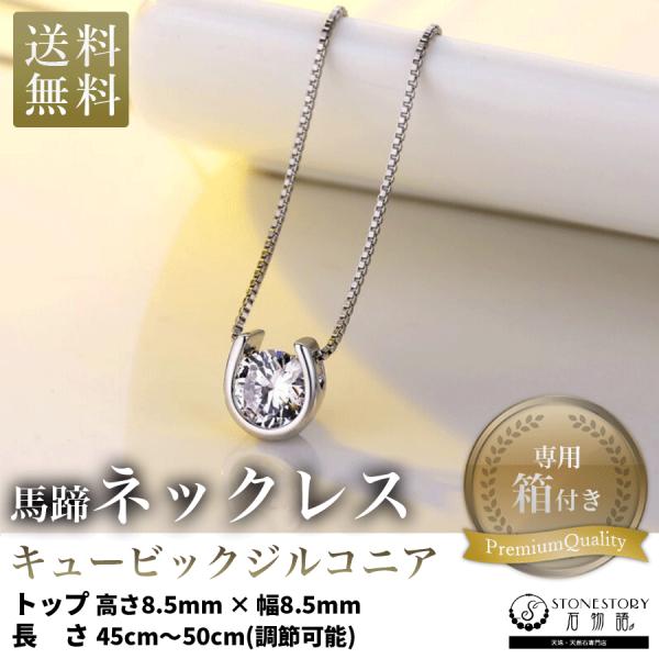 ネックレス レディース ペンダントネックレス CZキュービックジルコニア サジーガルステンレス 金属アレルギー対応 馬蹄モチーフ ギフトに最適