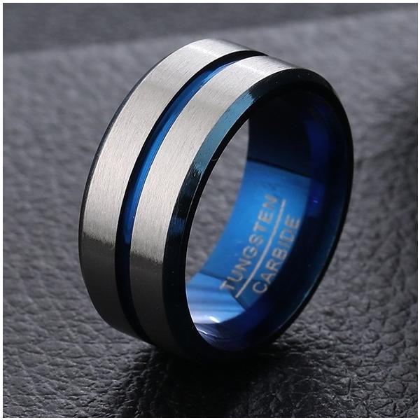 指輪 リング メンズ タングステン シンプル ブルー