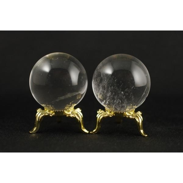 右水晶・左水晶 天然水晶30mm丸玉セット /maru-lr04 : 天然石専門