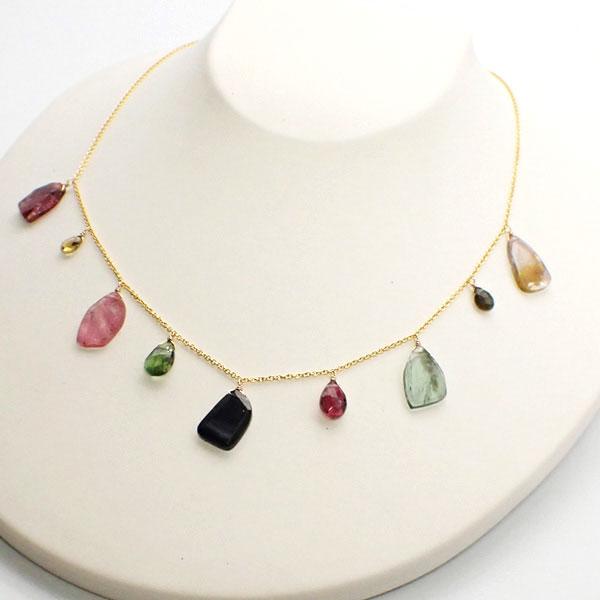 開運 トルマリン ネックレス 宝石質 マルチカラートルマリン スライス  