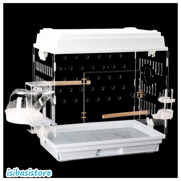 アクリルなので鳥が鑑賞しやすい：鳥かごは全面クリアなので可愛い小鳥の姿がよく見えます。で鳥の写真を取りやすい。冬の寒い時期にも保温し易く：保温や飛び散りを防ぐのに優れています。多数の通気孔があり、オウムは蒸れない。お手入れ簡単：底に引出し式...