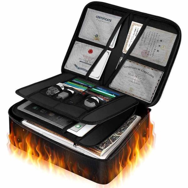 耐火バッグ 耐火温度1200℃ パスワードロック 大容量 耐火収納ケース 耐水 小型 貴重品入れ 防火バック 書類保管ケース 持ち運び 防水 金庫 書類ケース 防炎商品内部レイアウト新旧モデルランダムで出荷しますパスワード変更暗証番号000...