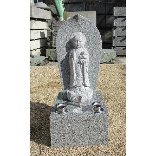 Y-36 舟形水子地蔵1.5尺 台石付 後面磨き：前面地蔵以外磨き 台  