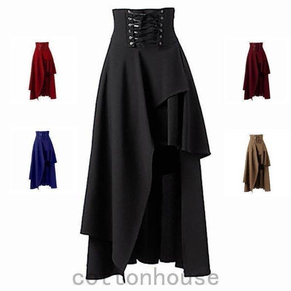 人気商品】ゴシック レースレディース ロングスカート 黒 ひざ丈