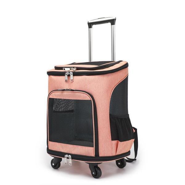 4in1多機能！ペット移動バックだけでなく、リュック、キャリーと更に、ペットカートとしても使える便利グッズです。メッシュ部分が多いので、中の様子が確認でき、通気性も抜群！天面は開閉できるメッシュ窓ファスナーポケットも付き旅行 アウトドア 非...