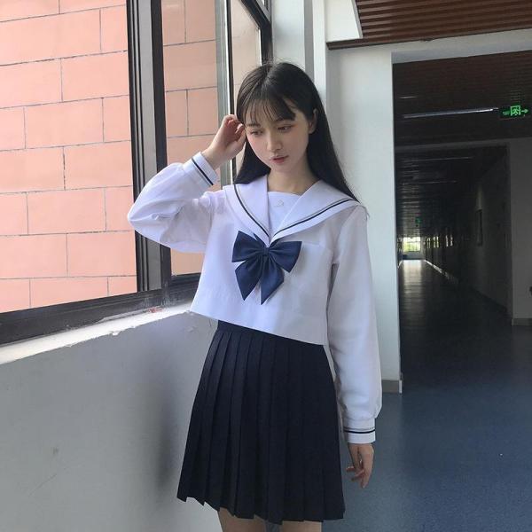 JK制服 セーラー服 上下セット リボン付き コスプレ衣装 半袖/長袖