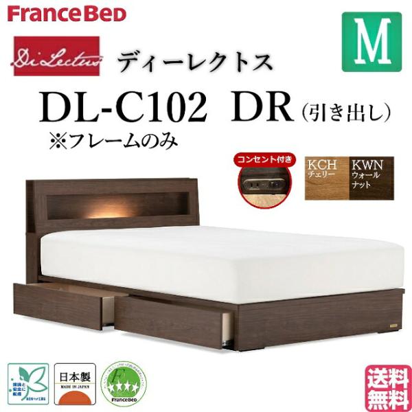 フランスベッド　ベッドフレームセミダブル　フレーム　引き出し　ライト　コンセント ニトリ シングルすのこベッドフレーム(EB-002 引出し収納付き MBR DR