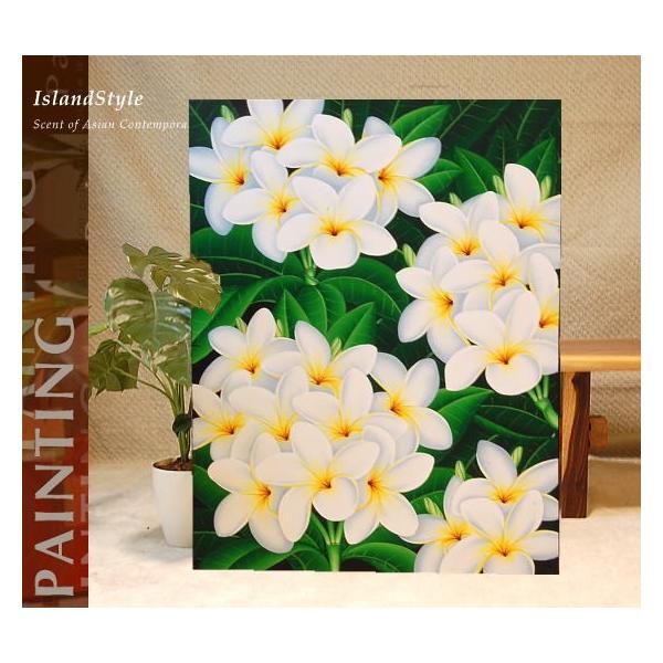 プルメリアの絵 ピンク 42X52 絵画 花の絵 リゾート ハワイアン