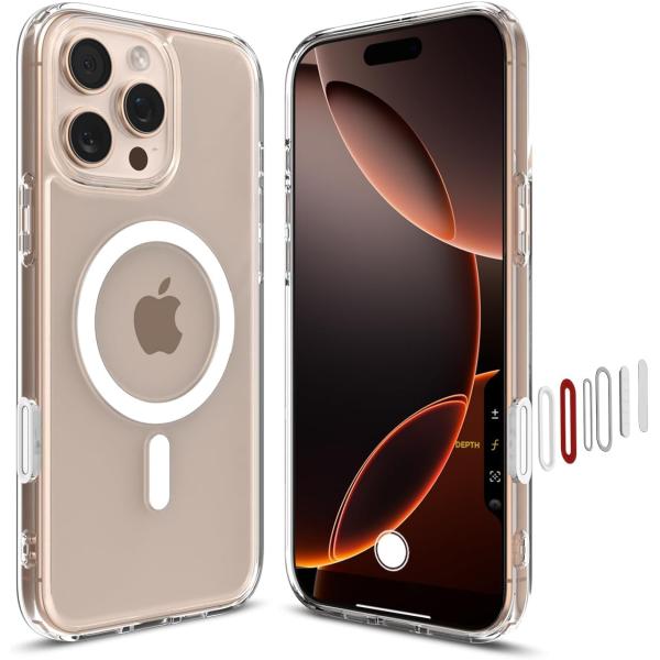　Spigen 【カメラコントロールカバー付き】iPhone 16 Pro ケース MagSafe対応 クリア ボタン保護 埃防止 ストラップホール 米軍MIL規格 ウルトラ・ハイブリッ　