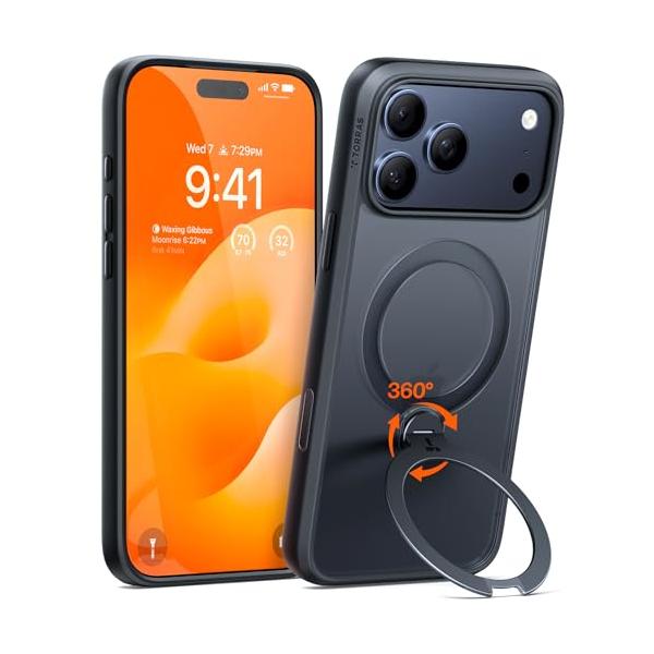 TORRAS 360°回転式ケース ブラックiphone17 pro TORRAS iPhone 17 Pro Max 用ケース 【カチカチ・多機能360度