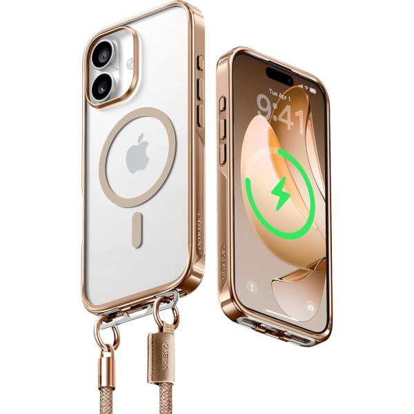 　【業界初ストラップ構造・Magsafe対応】CASEKOO iPhone 17 用 ケース クリア 隠しバックル 最大25W急速充電対応 超 耐衝撃 高耐久性 透明 黄変防止 スマホ 　