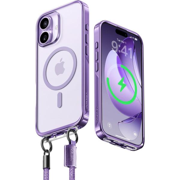 　【業界初ストラップ構造・Magsafe対応】CASEKOO iPhone 17 用 ケース クリア 隠しバックル 最大25W急速充電対応 超 耐衝撃 高耐久性 透明 黄変防止 スマホ 　