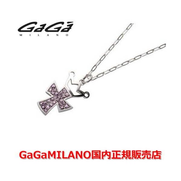 国内正規品 売れ筋 GaGa MILANO/ガガミラノ Men's/メンズ Ladies/レディース K18WG CROSS NECKLACE/クロスネックレス(L) クロス/ピンクサファイヤ(L)