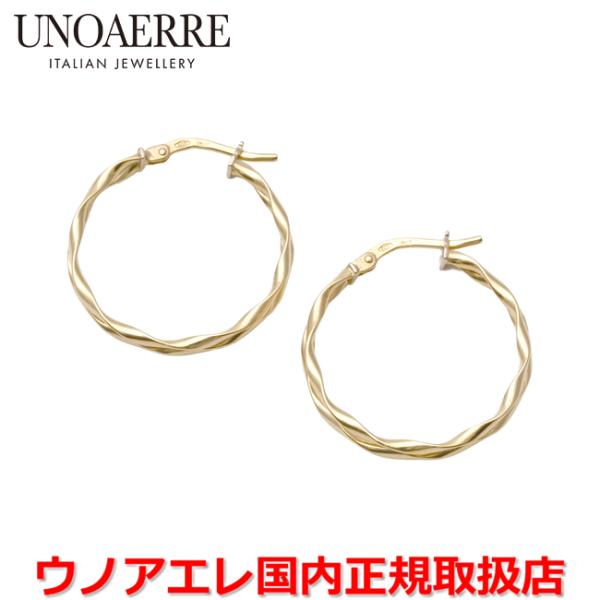 K18 ゴールド フープピアス UNOAERRE UNOAERRE（ウノアエレ） UNOAERRE K18イエローゴールド デザインフープ