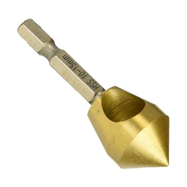 「商品情報」木材・アルミ・鉄材のネジ穴の面取りにパイプ内径の面取り・穴あけ後のバリ取りに鉄・ステンレス・非鉄金属用向けアクリル板にも使えます面取り角度:90°加工穴径:10~15ミリ六角軸6.35ミリハイス鋼チタンコーティング「主な仕様」面...