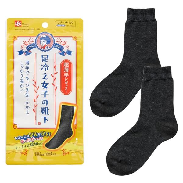 「商品情報」●女性の常日頃のお悩みである「冷え」を緩和する靴下です。●つま先・かかとにヒート＋α繊維を使用しており、ピンポイントであたためます。●ヒート＋α繊維：繊維自身が吸湿発熱して足を温める東洋紡の吸湿発熱繊維糸【eks】配合●超薄手タ...